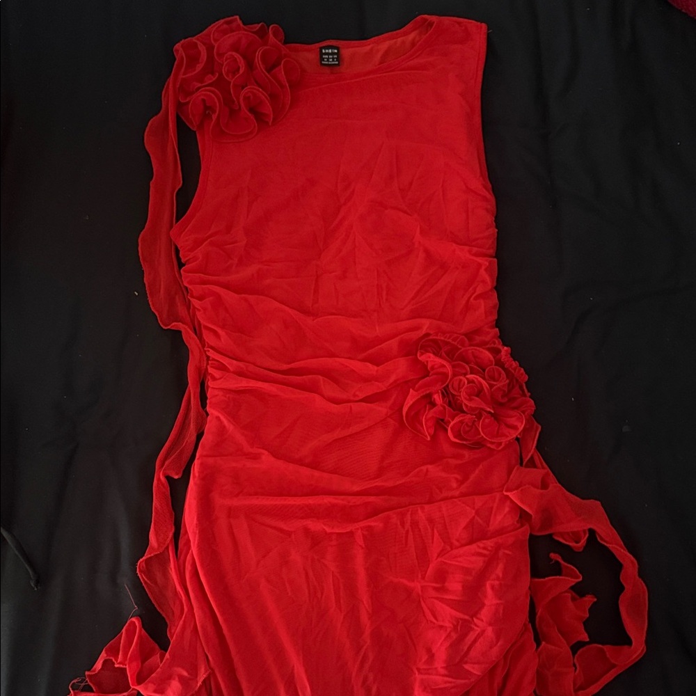 Elegant Red Asymmetrical Dress